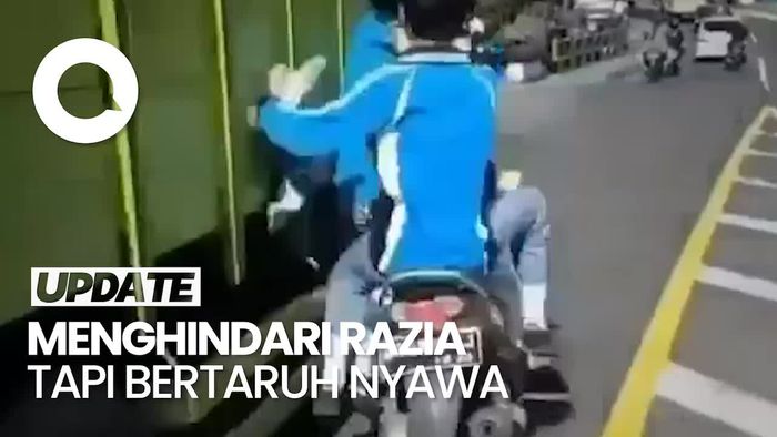 Detik-detik 2 Remaja Karangasem Nyaris Ketabrak Truk Gegara Hindari Razia