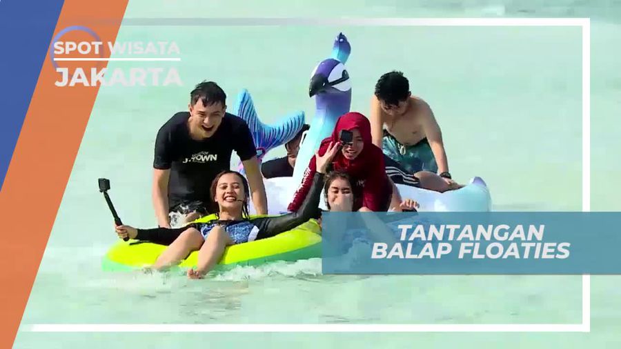 Adu Cepat Balap Floaties di Pulau Dolphin Jakarta