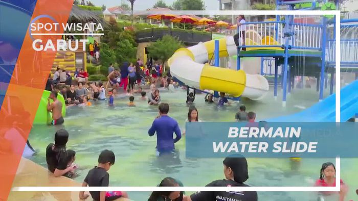 Meluncur Seru di Water Slide Dengan Kolam Air Panas, Garut