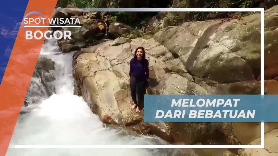 Tantangan Melompat Dari Bebatuan di Leuwi Ciung Bogor
