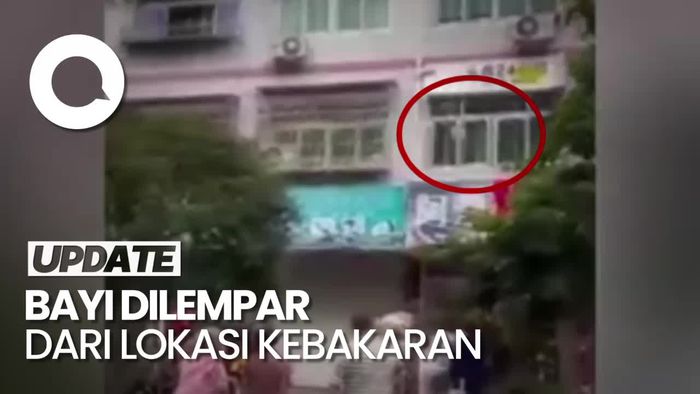 Momen Dramatis Ibu Lempar Bayi dari Lantai 4 Apartemen yang Kebakaran