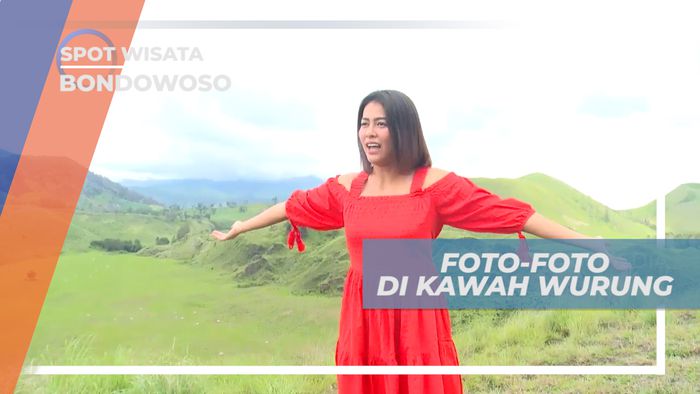 Cekrak-cekrek Berpose Seru Berlatar Pemandangan Indah Kawah Wurung, Bondowoso