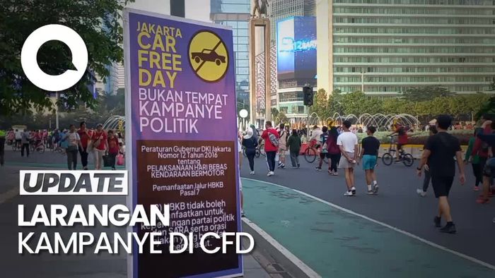 CFD Bundaran HI Ramai Warga, Spanduk Larangan Kampanye Dibentangkan