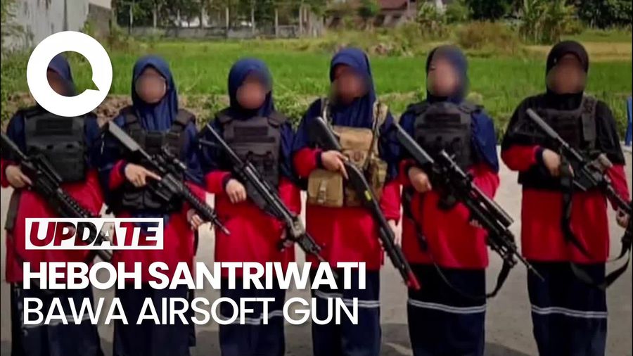 Heboh Santriwati Ponpes di Magetan Tenteng Airsoft Gun