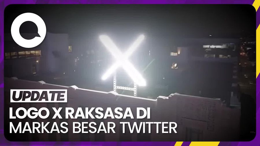 Logo X Menerangi Atap Markas Besar Twitter