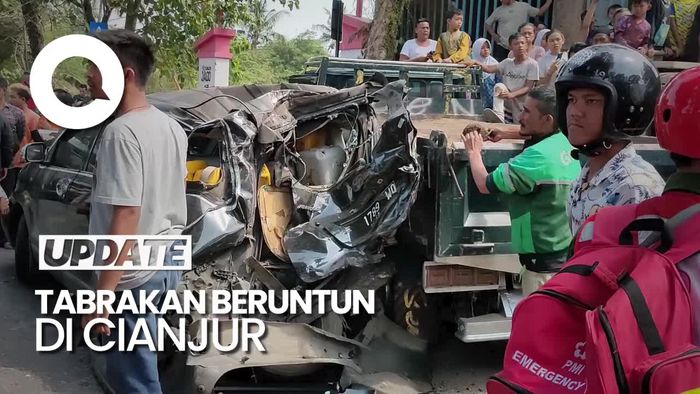 Truk Rem Blong Tabrak 8 Kendaraan di Cianjur, Seorang Wanita Tewas