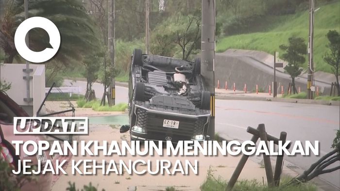 Mobil Terbalik-Atap Hancur Gegara Topan Khanun Terjang Jepang