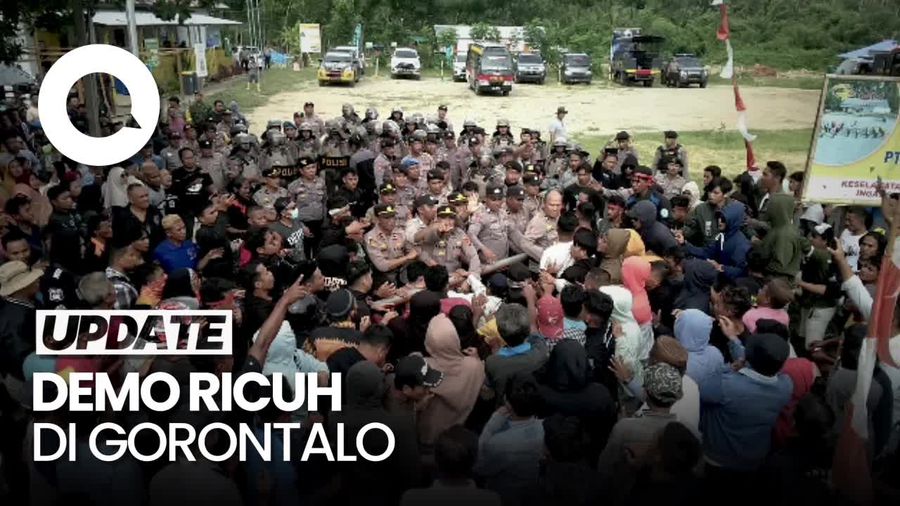 Ricuh Demo Tolak Tambang di Bone Bolango, Pagar Perusahaan Roboh