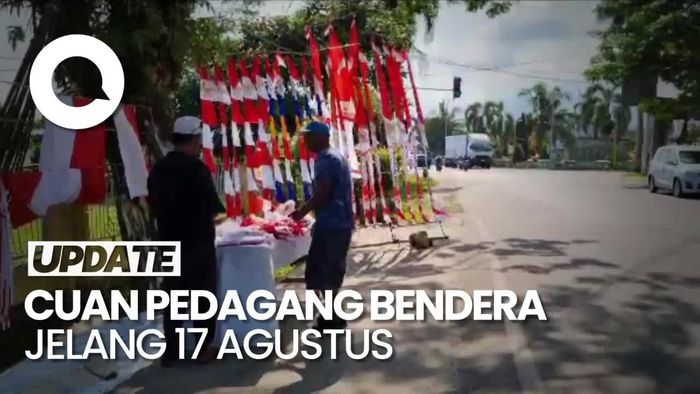 Meledak! Pedagang Bendera Raup Untung Jutaan Rupiah Per Harinya