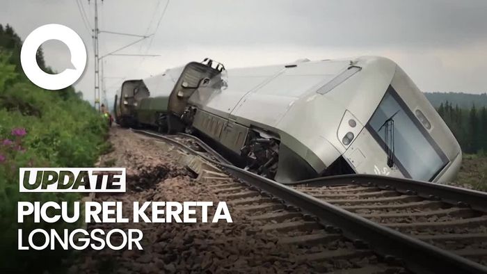 Penampakan Kereta di Swedia Anjlok Gegara Hujan Deras