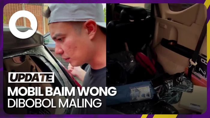 Penampakan Mobil Baim Wong Usai Dibobol Maling, Kaca Belakang Pecah