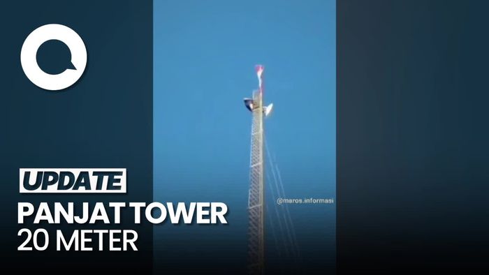 Nekat Pemuda di Maros Panjat Tower Demi Kibarkan Bendera Merah Putih
