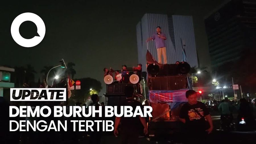 Massa Buruh Demo di Patung Kuda Bubar, Lalin Kembali Dibuka