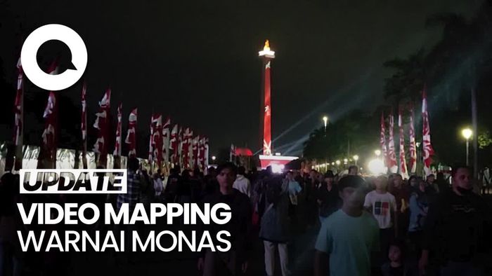 Video Mapping Kemerdekaan Indonesia Warnai Monas Malam ini