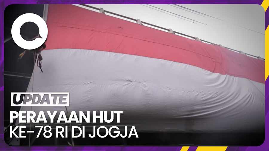 Sekelompok Pemuda di Jogja Bentangkan Bendera Merah Putih Raksasa