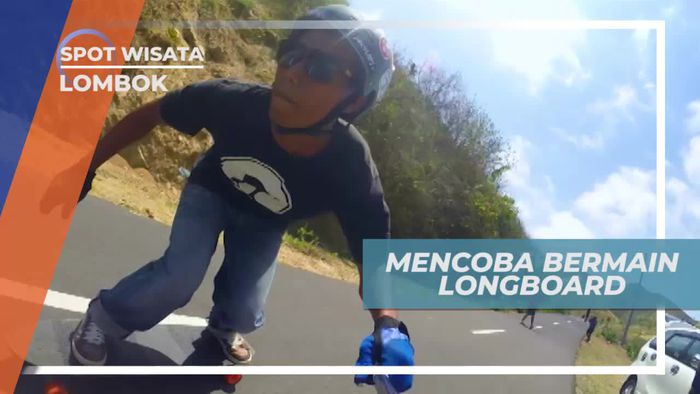 Mencoba Bermain Longboard di Tanjung AN Lombok