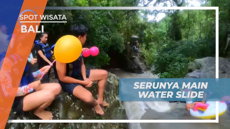 Meluncur di Water Slide Alami Air Terjun Kroya Buleleng Bali