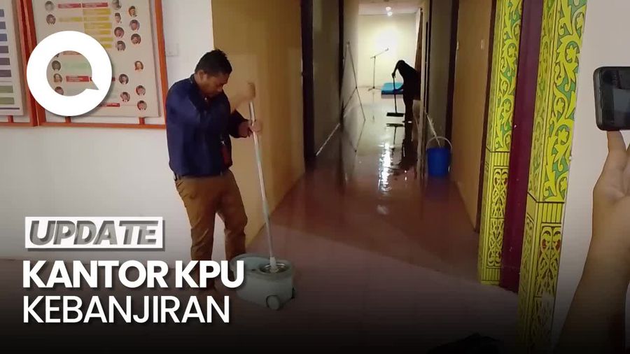 Penampakan Kantor KPU Batam Atap Bocor dan Kebanjiran