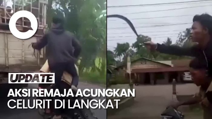 Bikin Miris, Remaja Acungkan Celurit Kejar Truk di Jalanan Langkat