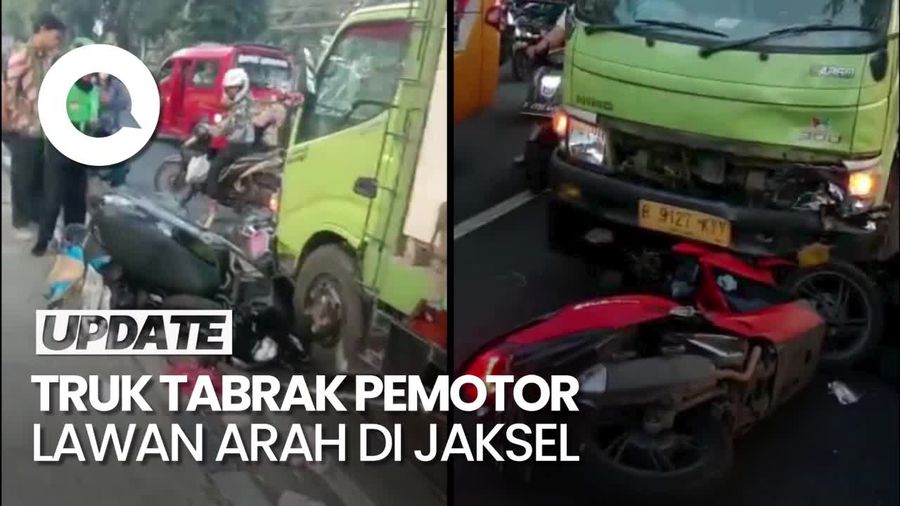 7 Pemotor Lawan Arah Ditabrak Truk Bermuatan Bata di Lenteng Agung