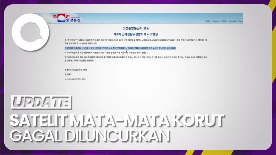 Upaya Kedua Luncurkan Satelit Mata-mata Korut Gagal
