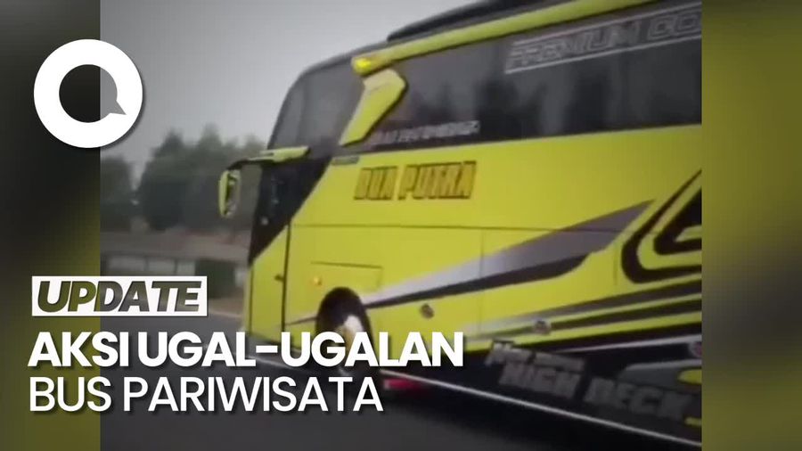 Heboh Bus Pariwisata Asal Gresik Ugal-ugalan di Tol Balaraja-Serang