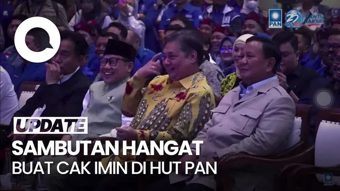 Datangi HUT PAN, Cak Imin Disambut Pelukan Prabowo-Airlangga-Zulhas