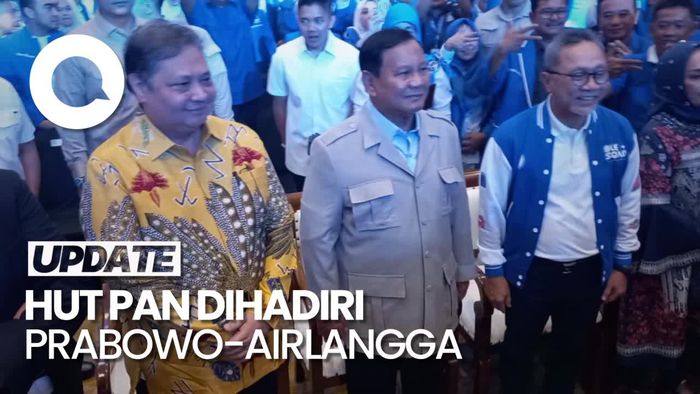 Prabowo-Zulhas-Airlangga Berdampingan di Acara HUT ke-25 PAN