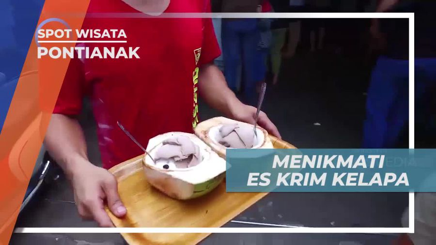 Mencicipi Kesegaran Es Krim yang Disajikan di Atas Potongan Batok Kelapa, Pontianak