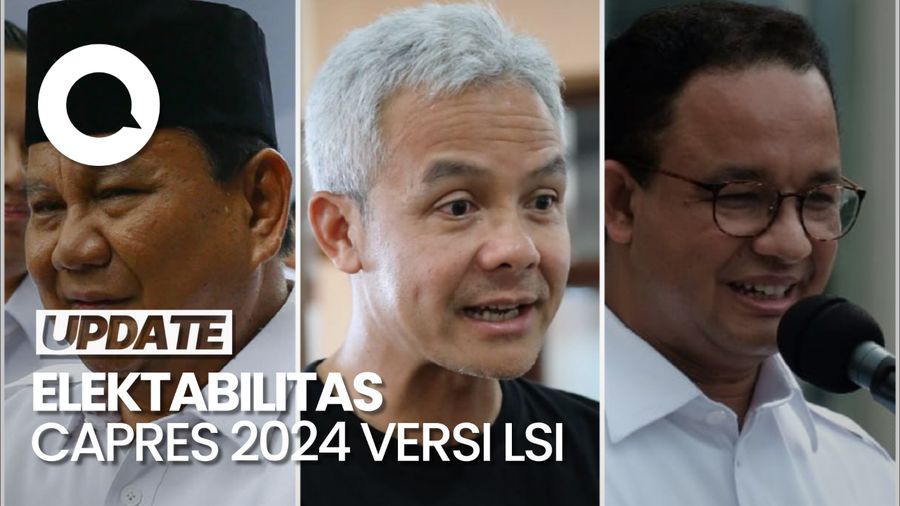 Survei LSI: Ganjar 37%, Prabowo 35,3% dan Anies 22,2%