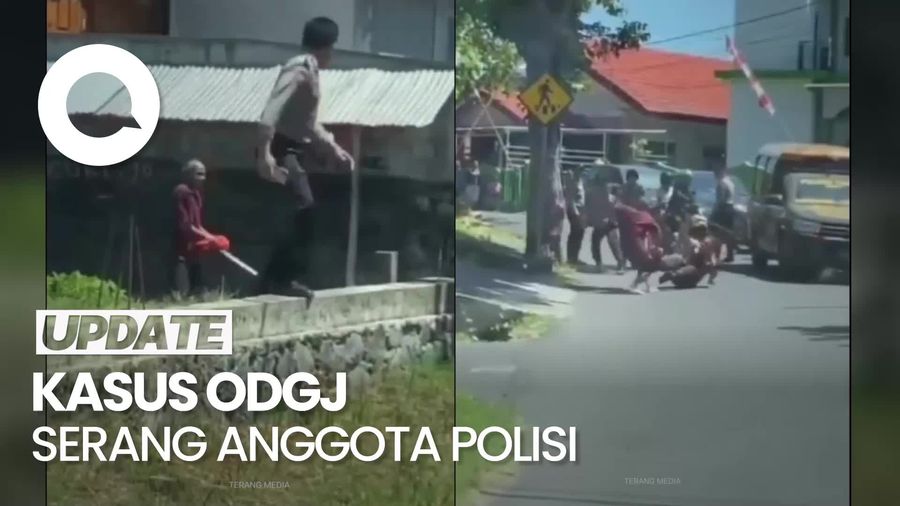 Detik-detik ODGJ Tebas Polisi dengan Parang di Manado
