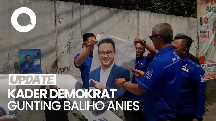 Kader Demokrat Bandung Gunting Baliho Anies Baswedan