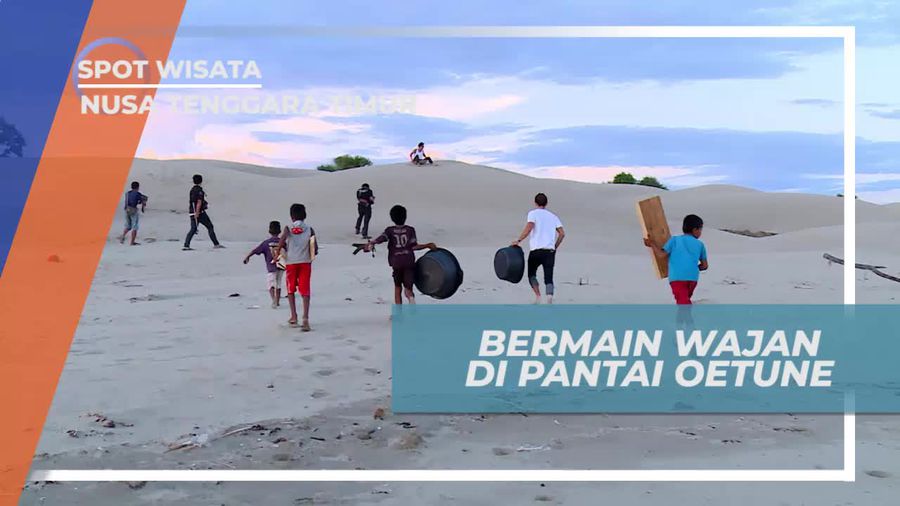 Keseruan Bermain Seluncuran Wajan di Pantai Oetune Nusa Tenggara Timur