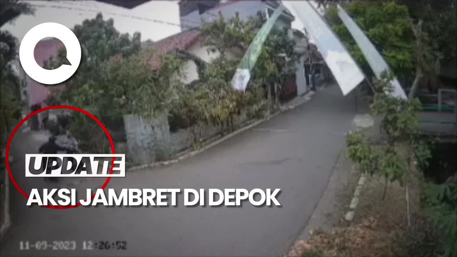 Terekam CCTV Aksi Jambret Rampas Tas Wanita di Depok