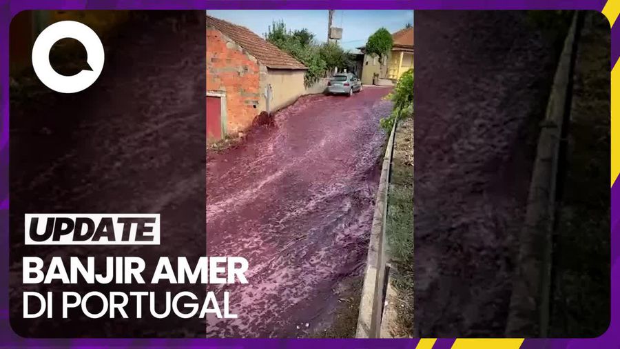  Banjir Amer di Portugal Gegara Tangki Penyulingan Pecah