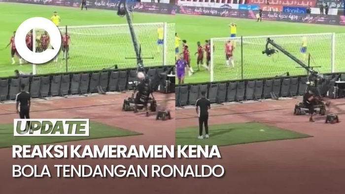 Kameramen TV Oleng usai Kena Bola Tendangan Bebas Ronaldo