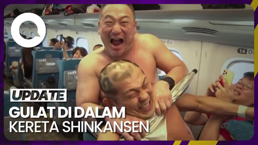 Aksi Pegulat Jepang Bertarung di Dalam Kereta Shinkansen