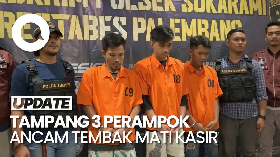 Tampang 3 Perampok Toko Kelontong Ancam Tembak Mati Kasir di Palembang