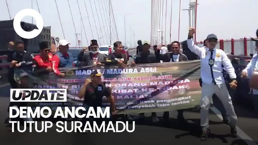 Ormas Madura Asli Demo di Suramadu, Protes Truk Garam Penyebab Laka!