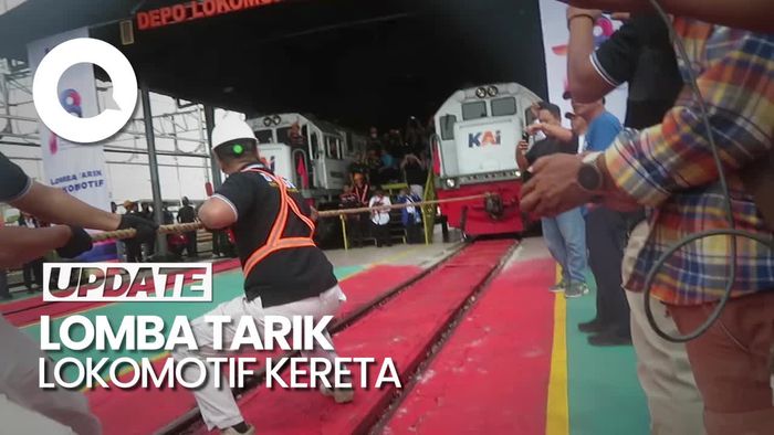 Unik! Lomba Tarik Lokomotif Seberat 80 Ton di Jogja