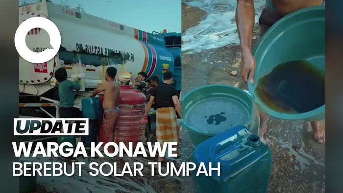 Viral Warga Berebut Solar dari Mobil Tangki yang Kecelakaan di Konawe