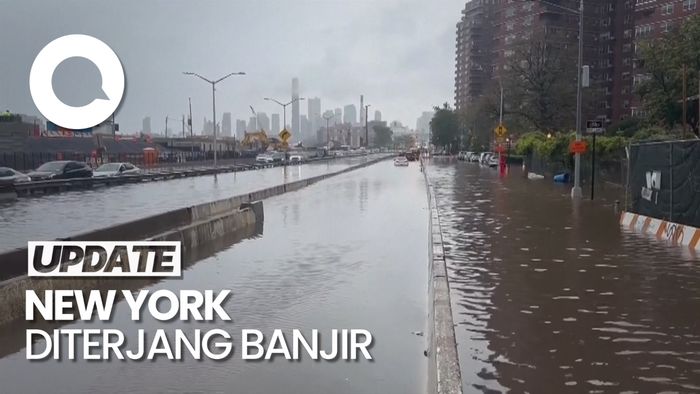 Penampakan New York Diterjang Banjir, Kereta Bawah Tanah Lumpuh