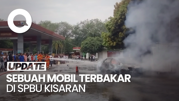Mobil Terbakar di SPBU Kisaran, Asap Hitam Tebal Membubung