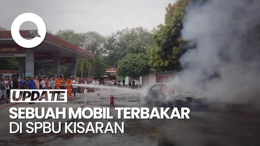 Mobil Terbakar di SPBU Kisaran, Asap Hitam Tebal Membubung