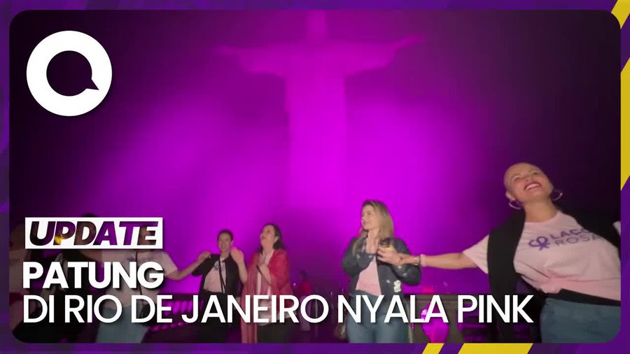 Cahaya Pink di Rio de Janeiro Rayakan Bulan Kanker Payudara