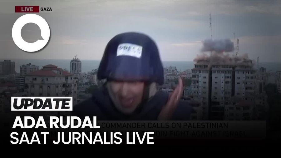 Detik-detik Rudal Datang Saat Jurnalis di Gaza Sedang Live