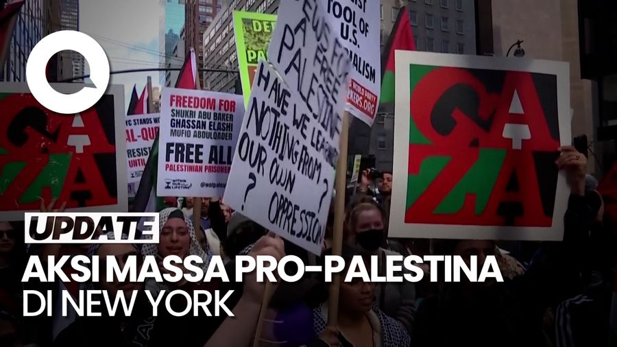Aksi Demo Bela Palestina Penuhi Jalanan di New York