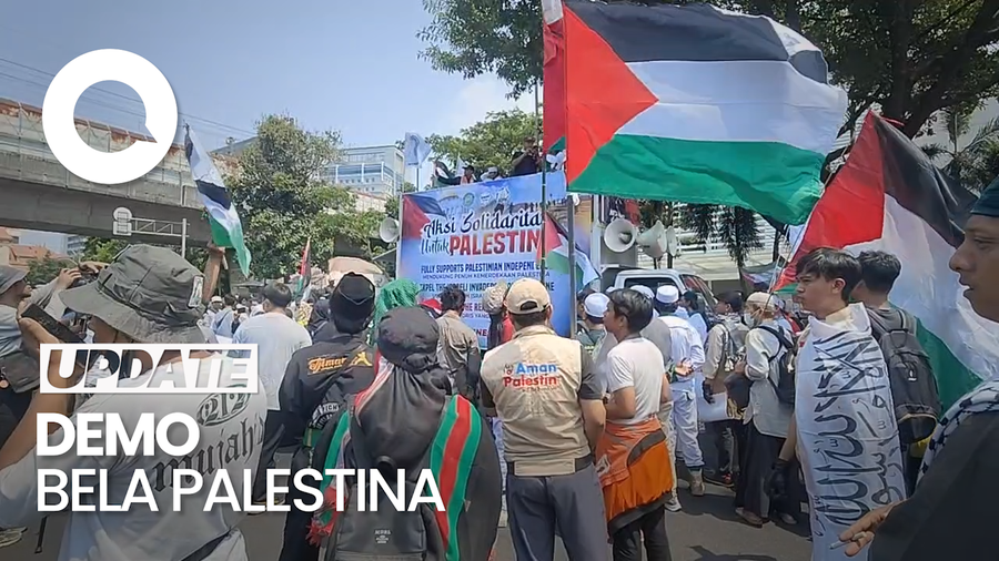 Massa PA 212  Gelar Aksi Bela Palestina di Depan Kedubes AS