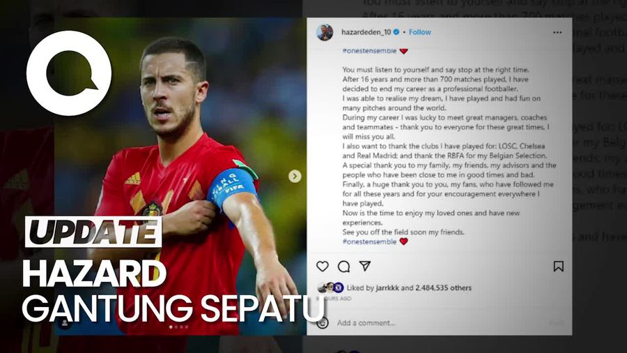 Eden Hazard Resmi Pensiun dari Sepak Bola di Usia 32 Tahun