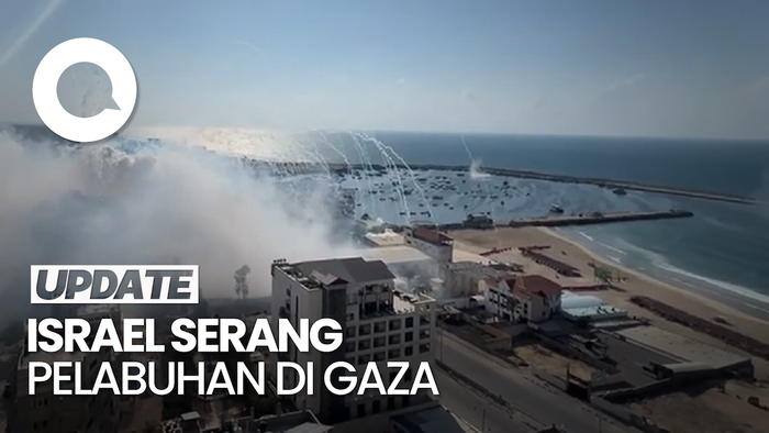 Penampakan Rudal-rudal Israel Hantam Pelabuhan di Gaza